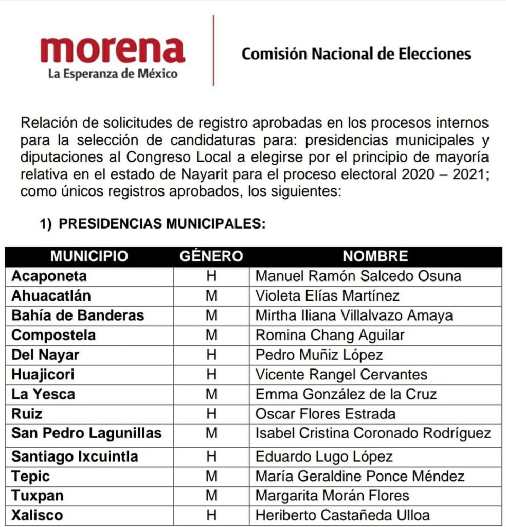 Candidaturas por Morena en el Estado de Nayarit | Puerto Vallarta | Bahía  de Banderas