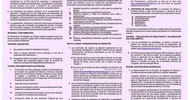 Congreso de Nayarit convoca a integrar el Parlamento de Mujeres 2026