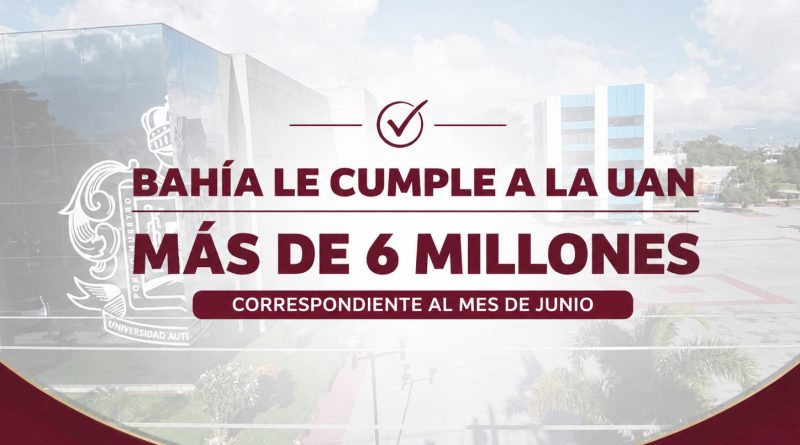 Aporta gobierno de Bahía de Banderas 6 millones 908 mil pesos la AUN en junio