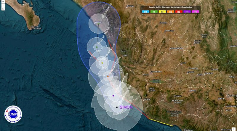 Huracán Simón: prevén mayor acercamiento a Cabo Corrientes y Puerto Vallarta entre domingo y lunes