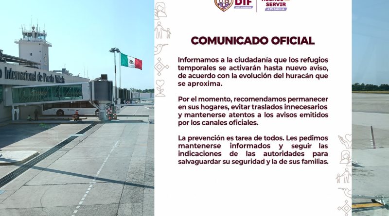 Aeropuerto de Puerto Vallarta extiende cierre hasta el martes por huracán Simón